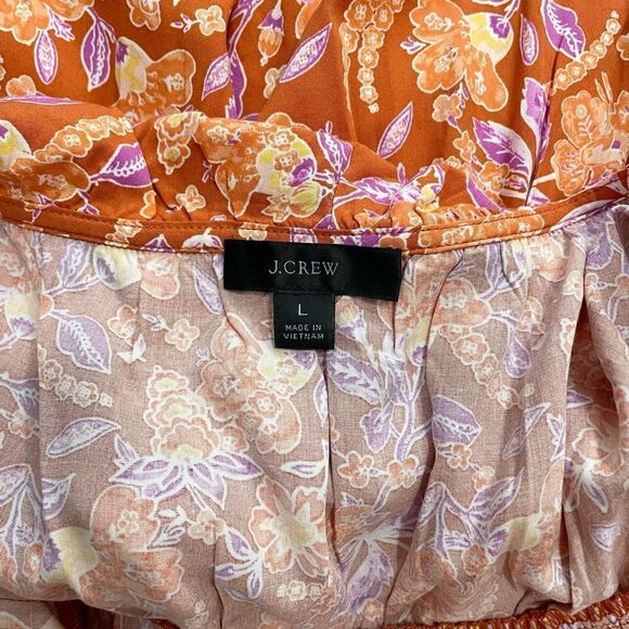 J. Crew Sleeveless Ruffle Floral Maxi Dress Orange Large - Picture 10 of 12